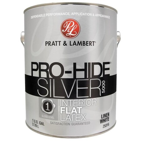 ProHide Silver 5000 Z5300 Interior Paint, Flat, Linen White, 1 gal -  PRATT & LAMBERT, 0000Z5316-16